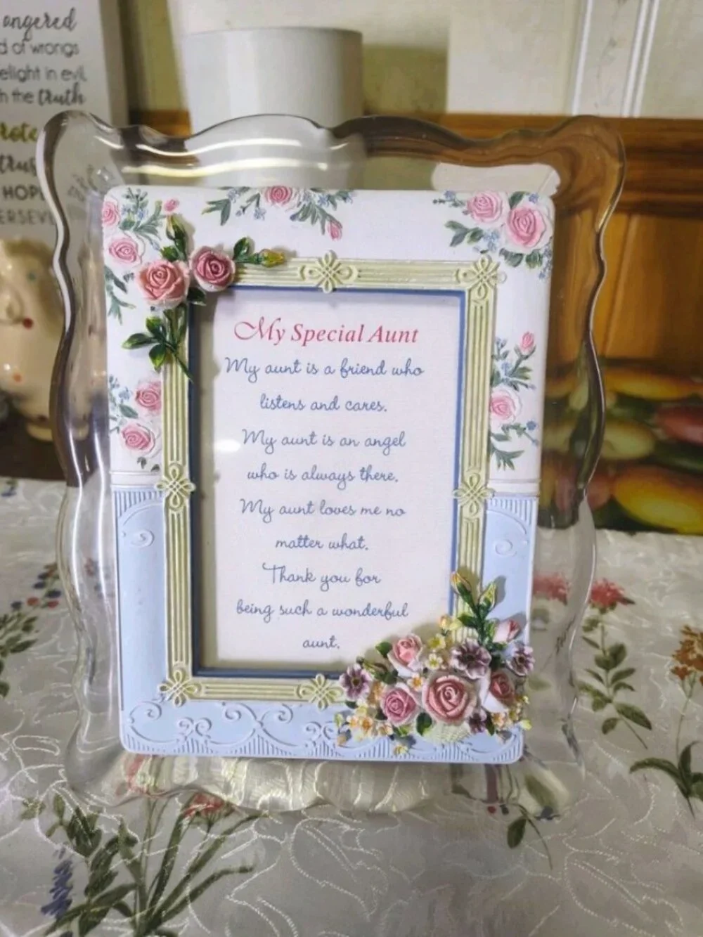 Vtg Musical My Special Aunt Picture Decor Frame Plays You are My Sunshine